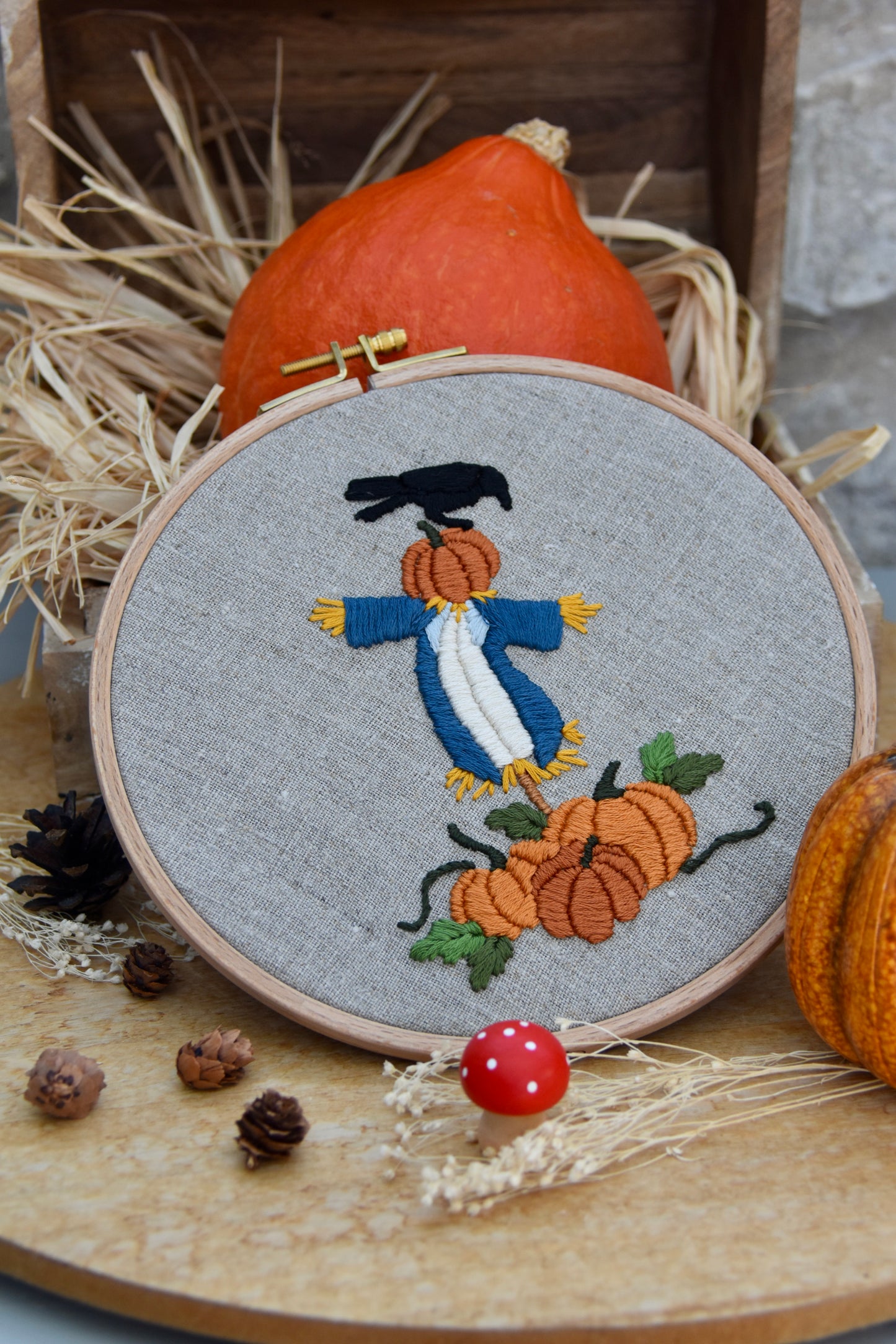 Broderie décorative Automne - Gardien de citrouilles