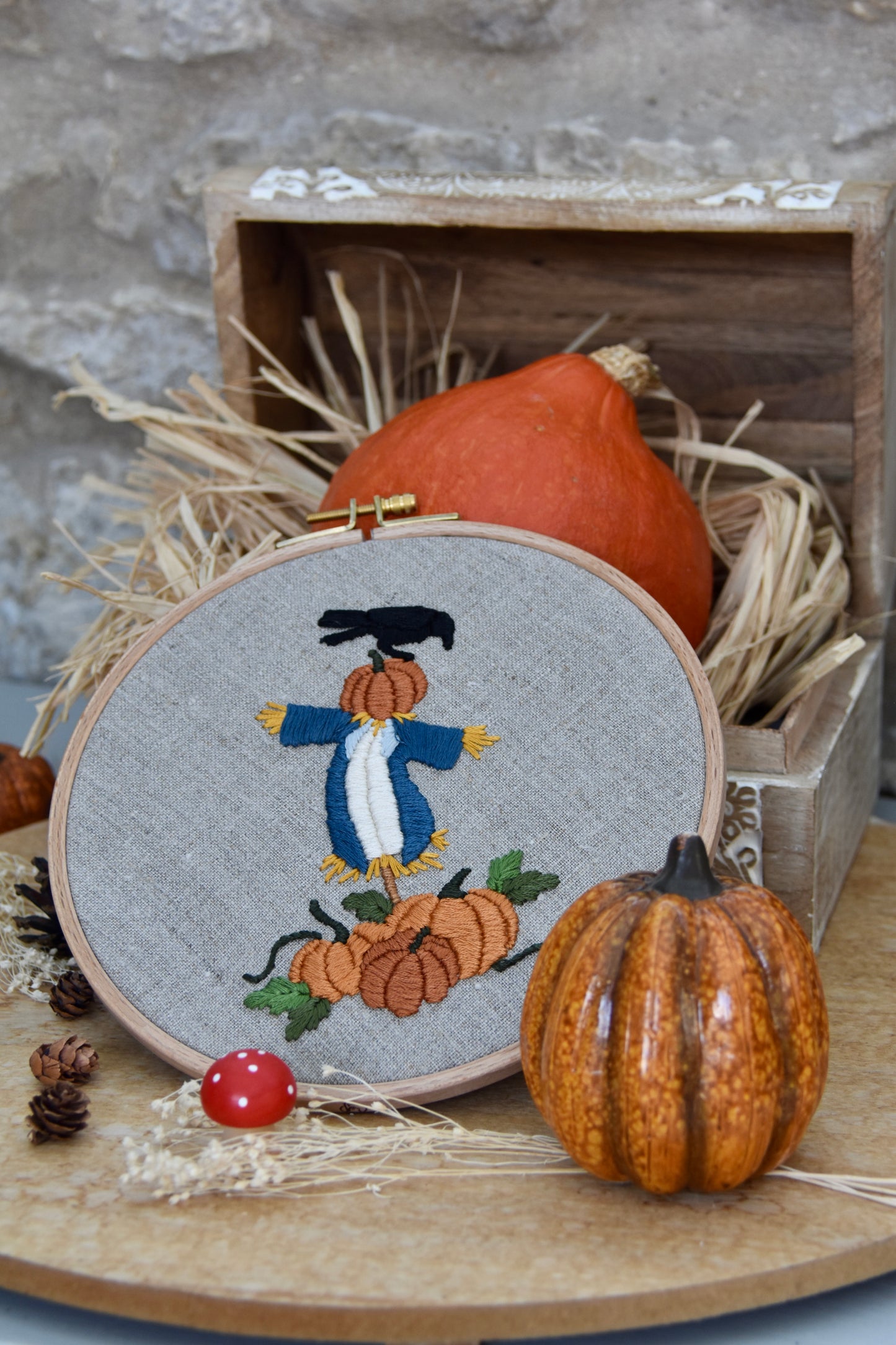 Broderie décorative Automne - Gardien de citrouilles