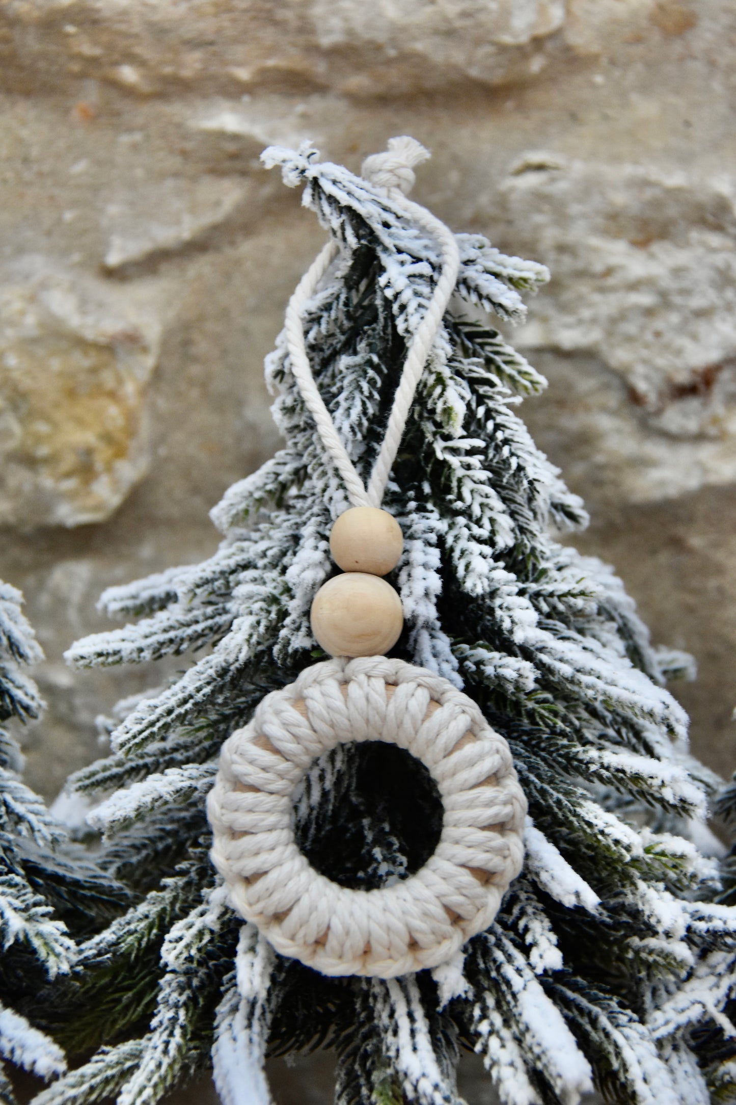 Décorations de Noël en macramé et bois (Lot de 4)