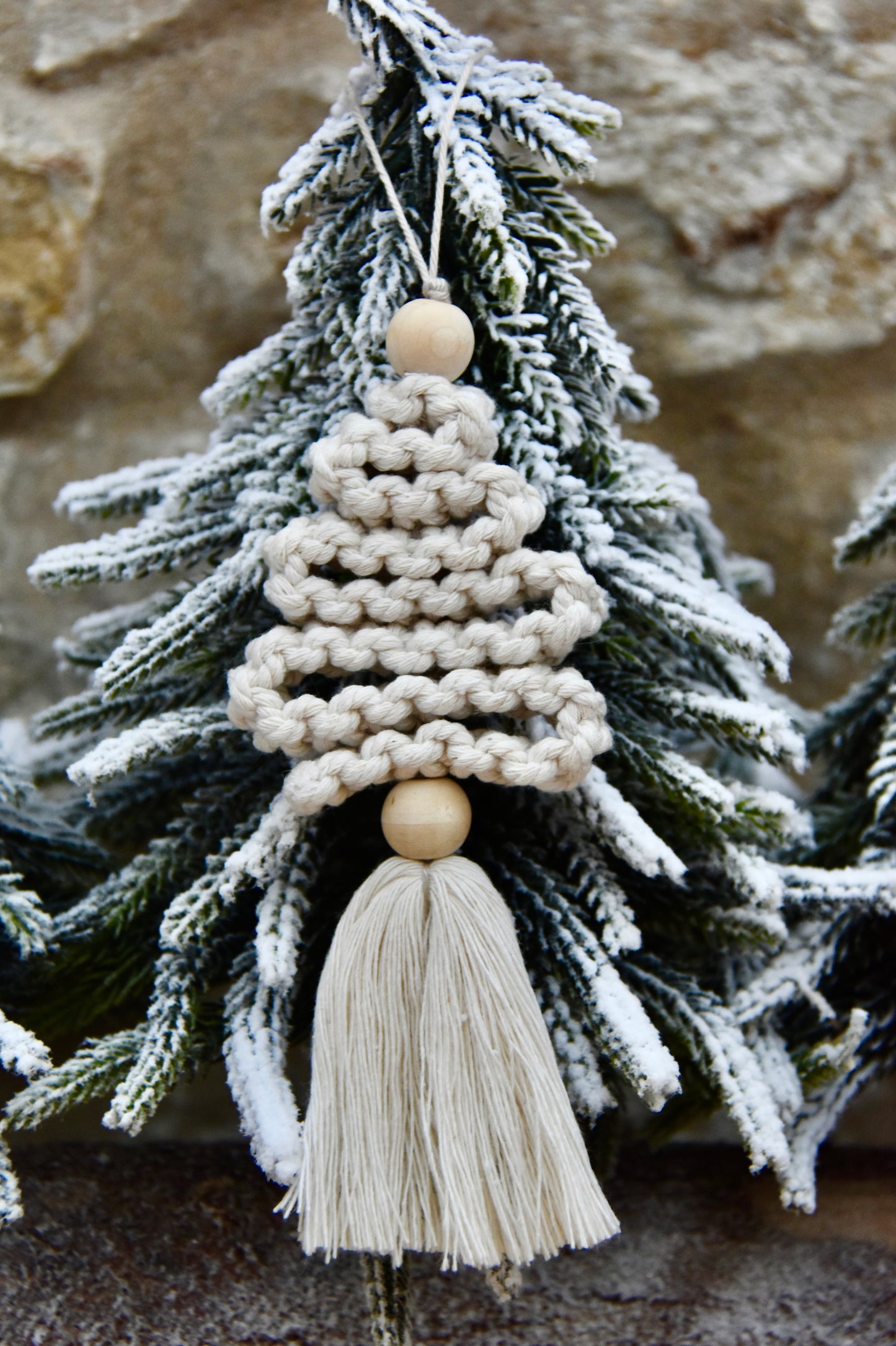 Décorations de Noël en macramé et bois (Lot de 4)