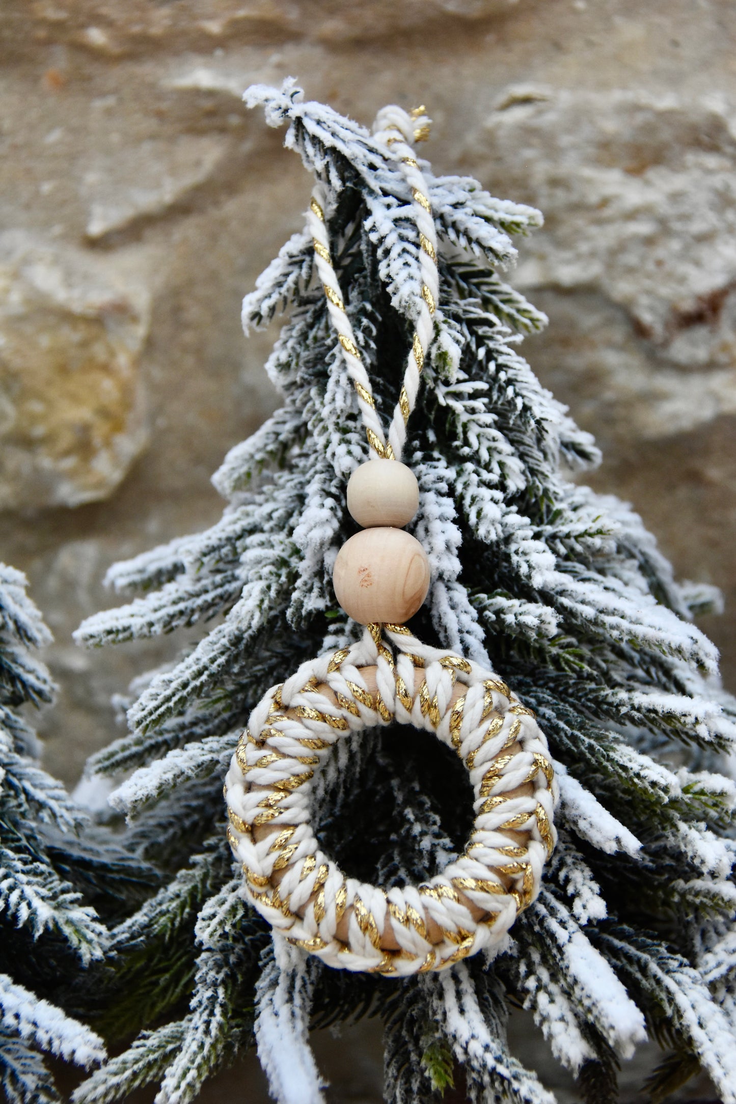 Décorations de Noël en macramé et bois (Lot de 4)